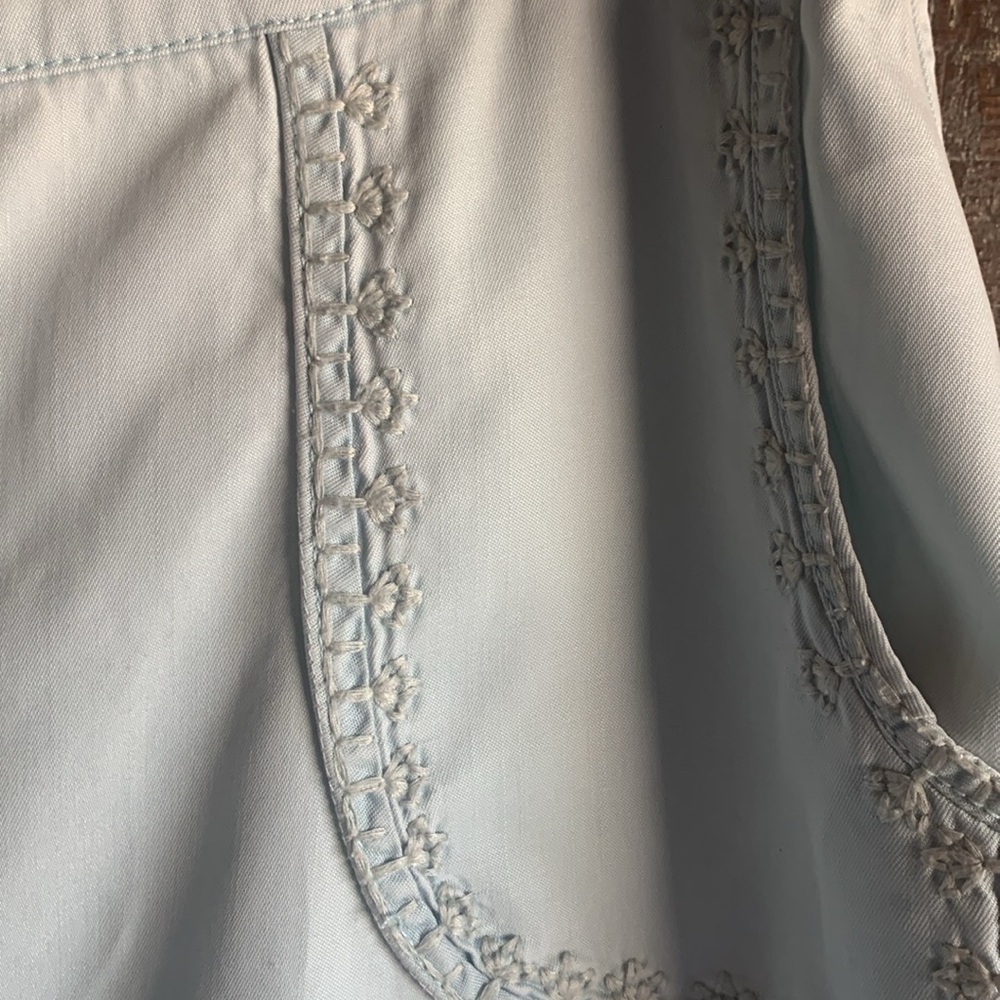 Soft Surroundings A-line skirt size small light blue embroidered coastal soft - Picture 7 of 13